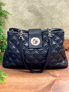 Kate Spade New York Quilted Black Leather Tote Bag